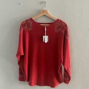 LIV Red Embellished Sweater; Siza Large; Color Terracota